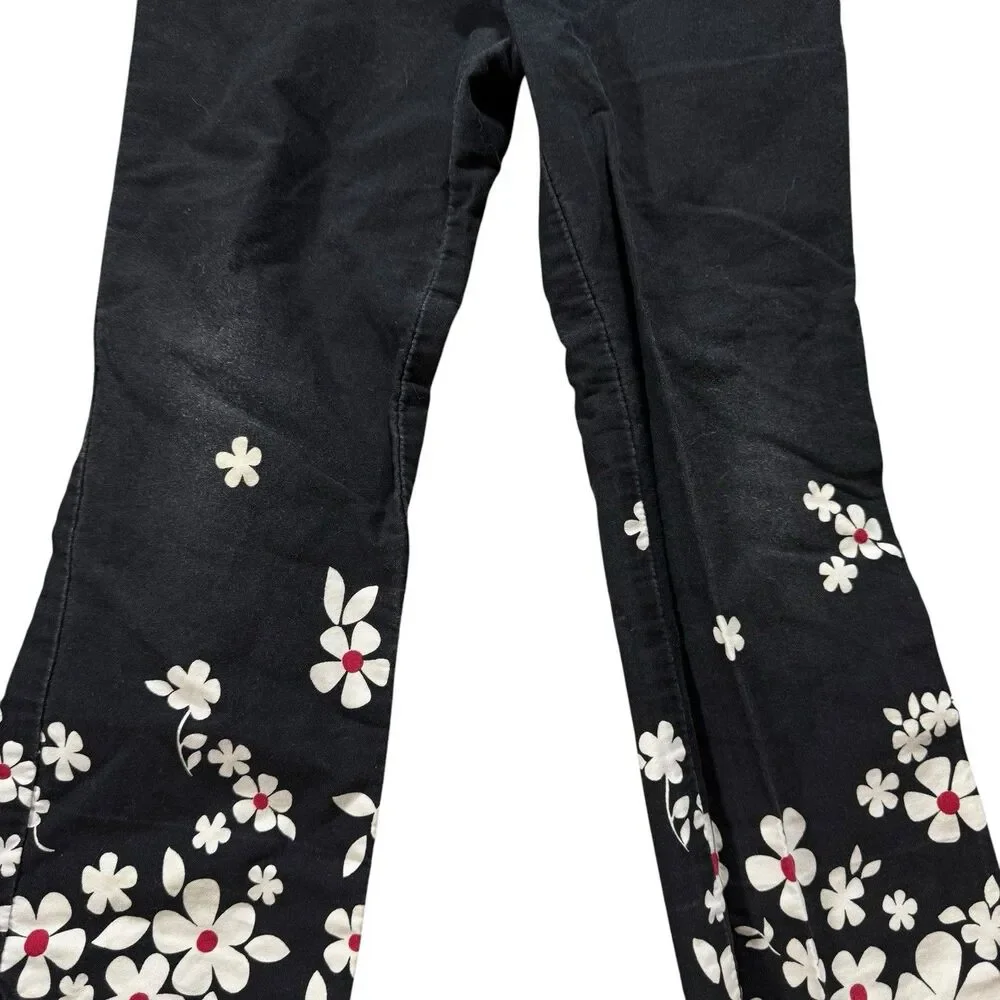 VTG Gymboree Large Daisy Flower Pants Red Belt‎ Black Cute